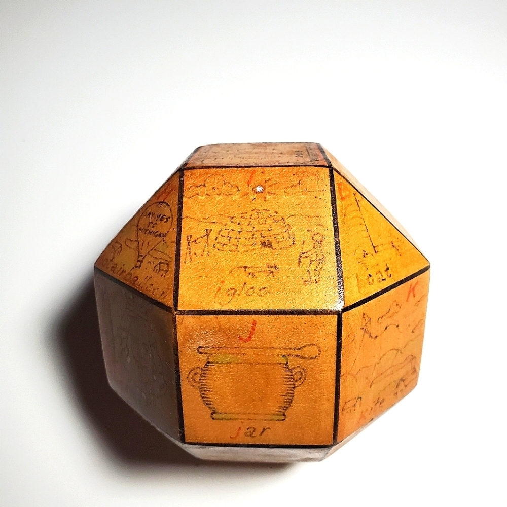 Hand-Painted 32 Sided Educational Alphabet Wooden Toy | Paperweight